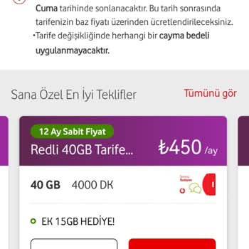 Vodafone Tarife Değişikliği Sırasında Absürt Fiyatlandırma.