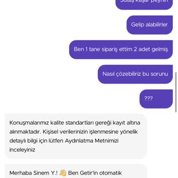 Getir Büyük Siparişinde Yaşanılan Canlı Destek Sorunu İletişimsizlik