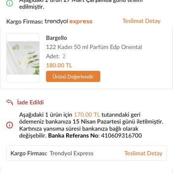 Trendyol Haklarımı Bargello'dan Geri Talep Ediyorum