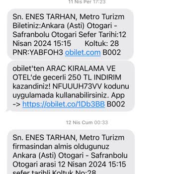 Obilet Metro Turizm Paramı İade Etmiyor
