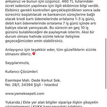 Yemek Sepeti Pişmanlığı