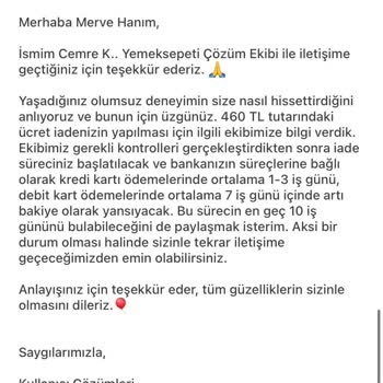 Yemek Sepeti Pişmanlığı