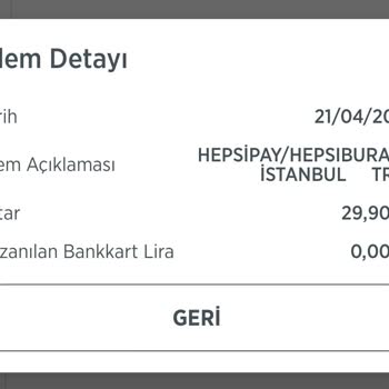 Hepsiburada Hepsipay Haksiz Yere Kartımdan Çekilen 29,90 ₺?