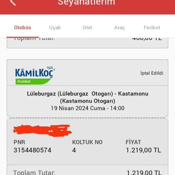 Kamil Koç 700 Km. Lik Seferi İptal Ediyor Ve Bizi Bilgilendirmiyor.