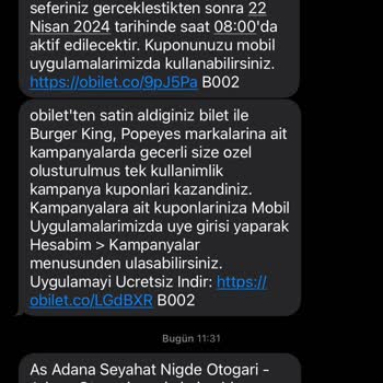 Obilet'ten Gelen Yanlış Mesajla Paramın Ve Günümün Çöp Olması