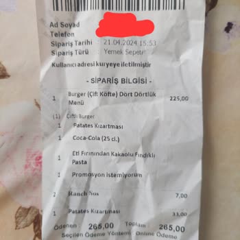 Yemek Sepeti Hatalı Sipariş Israrı