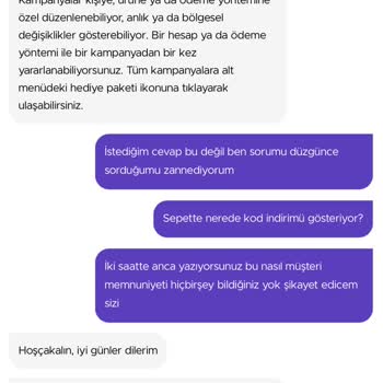Getir Müşteri Temsilcisi Yardımcı Olmadı Ve Kapattı!