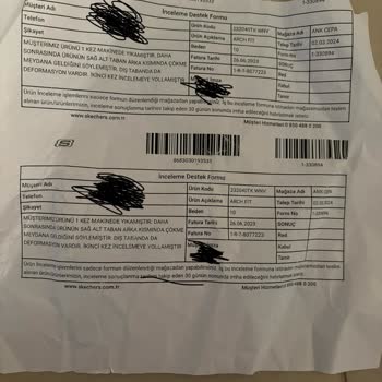 Skechers Makinede Yıkanan Spor Ayakkabının Deforme Olması Şikayeti