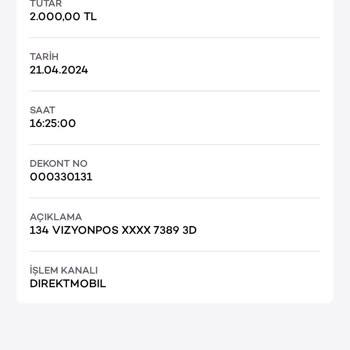 VizyonPos İznim Dışında 2.000 TLm Çekildi