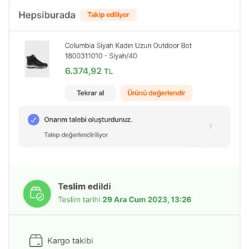Hepsiburada Columbia Bot Ayıplı Ürünü Değiştirmiyor