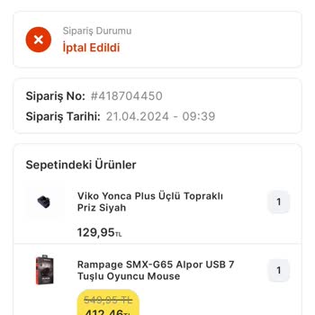 Migros Ekstra Son Anda Sipariş İptali