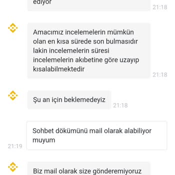 Binance TR Paramı İnceleme Bahanesi İle Paramı İade Etmiyor