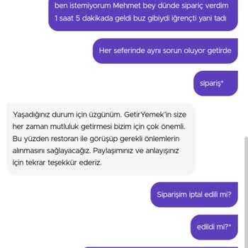Getir Yemeğin Yavaşlığı Ve Ücret İadesi Yapmaması