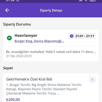 Getir Yemeğin Yavaşlığı Ve Ücret İadesi Yapmaması