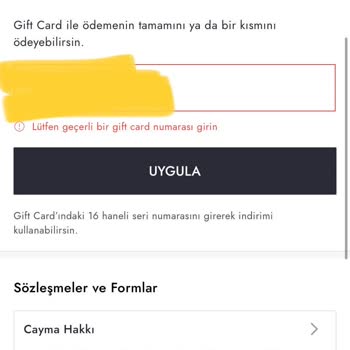 Boyner Multigift Kartı Geçersiz Uyarısı