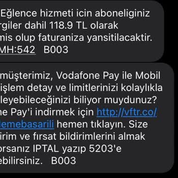 Vodafone Bilgim Dışımda Yapılan Ödemeler