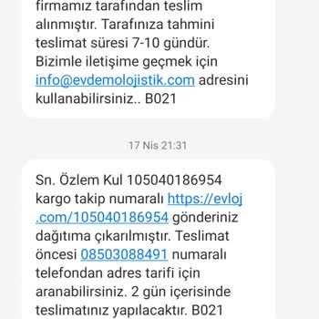 Evdemo Lojistik Dağıtımda Görünen Ürünün Hala Tarafıma Ulaşmaması