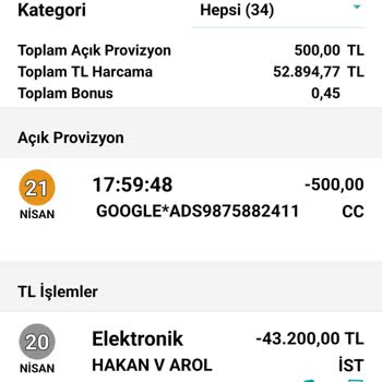Garanti BBVA Kredi Kartımdan Olayım Olmadan 500 TL Çekilmiş