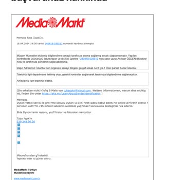 Media Markt Ücret İadesi Sorunu / Dyson Kararını Uygulamaması