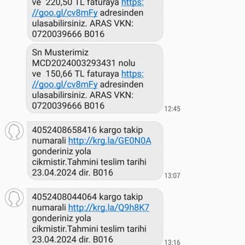 Aras Kargo Yanlış Numaraya Mesaj