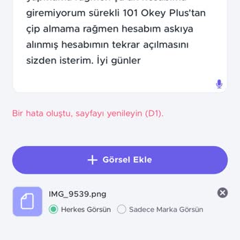 101 Okey Plus Hesabımın Açılmasını İstiyorum
