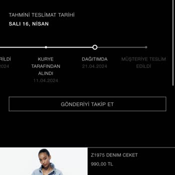 Zara 9 Nisan Dan İtibaren Teslim Edilmeyen Sipariş...