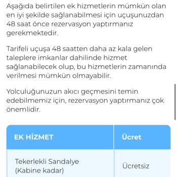 Ajet Havayolu Şirketi Tekerlekli Sandalye Ücreti