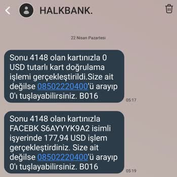 Halkbank Kredi Kartın Benden Habersiz İşlem Yapması.