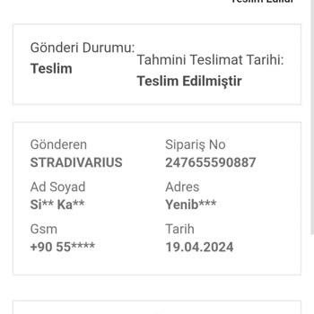 Stradivarius Ürünüm Teslim Edilmedi