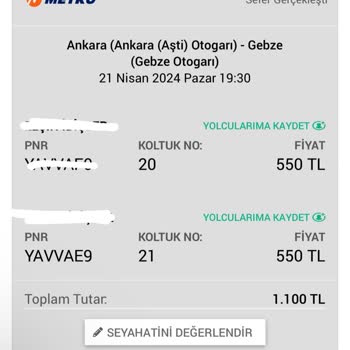 Metro Turizm Koltuk Numarası Ve Sefer Saati Değişikliği