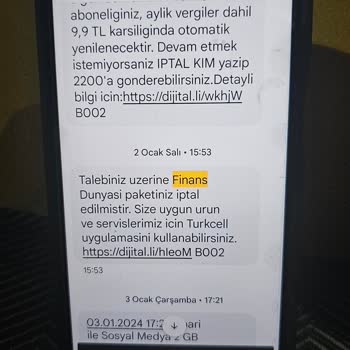 Turkcell Bilgim Ve Onayım Olmadan Finans Dünyası Paketini Satmıştır.