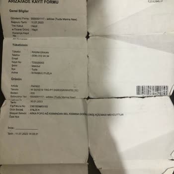 Adidas Garanti Kapsamındaki Ürüne İşlem Yapmaması.