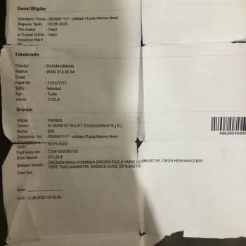 Adidas Garanti Kapsamındaki Ürüne İşlem Yapmaması.