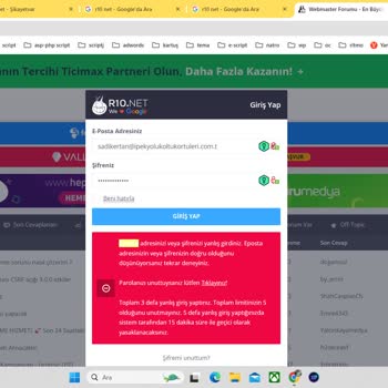 r10.net R10 Giriş Yapamıyorum
