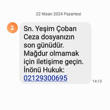 Metka Hukuk (SMS) İ̇nönü Hukuktan Gelen Mesaj.!