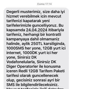 Vodafone Tarife Değişikliği Yapılması İçin Aldatıcı Mesaj Gönderiyor