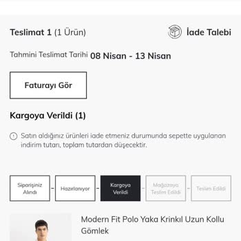 DeFacto Sipariş Ettiğim Ürünü Kargoya Verildi Gösteriyor Fakat Gelmedi