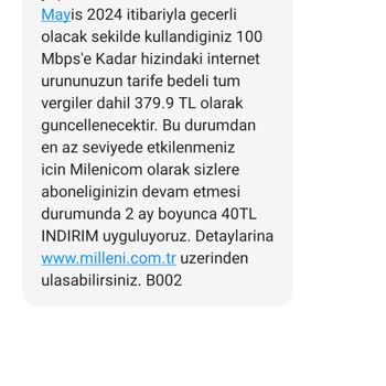 Millenicom Kendi İsteklerine Göre Fiyat Artışı Yapmak İstemeleri