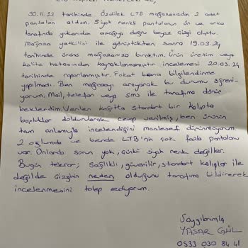 LTB Özdilek'te Yaşanan Pantolon Sorunu