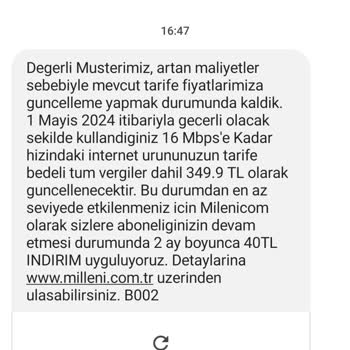 Millenicom Eski Müşteriye Fahiş Fiyat