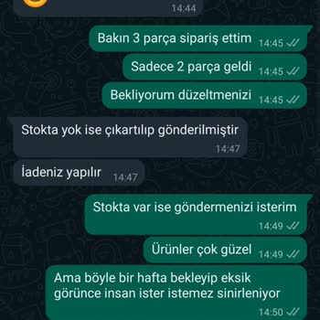 Vovo Bey Siparişimi Eksik Gönderdi Ve Düzeltmedi