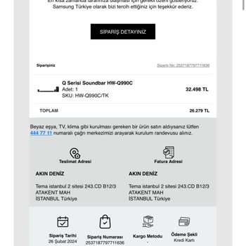 Samsung Parasını Alıp Sattığı Urunu Göndermiyor