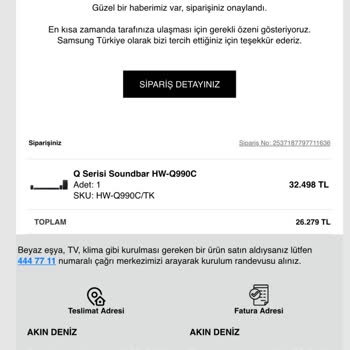 Samsung Parasını Alıp Sattığı Urunu Göndermiyor