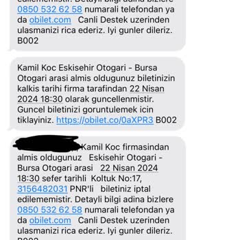 Kamil Koç Otobüs Seferi Ertelenmesi