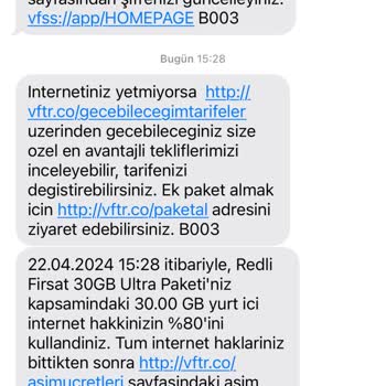 Vodafone Mobil İnternet Paketimin Hızla Tükenmesi Ve Mağduriyetim