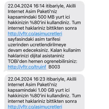 Vodafone Mobil İnternet Paketimin Hızla Tükenmesi Ve Mağduriyetim