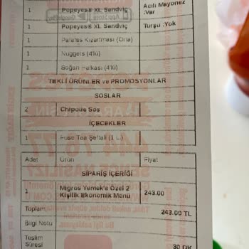 Popeyes Eksik Sipariş Gönderdi