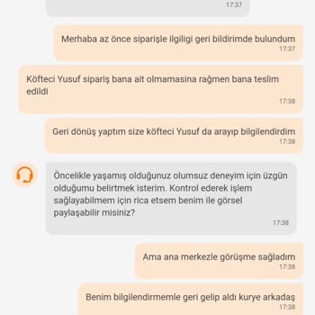 Trendyol Yemek Trendyol Kuryenin İşini Yanlış Yapması Ve İlgisizliği