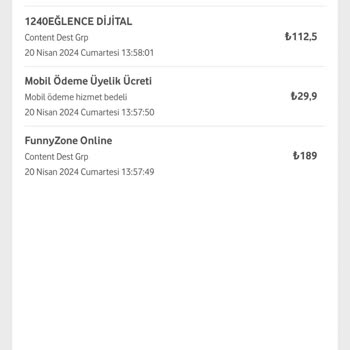 Vodafone Bilgim Dışı Fatura Ücretlendirme