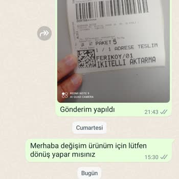 Miss Whence Mis Whence Değişim İçin Gönderdiğim Ürün İçin Dönüş Yapmıyor